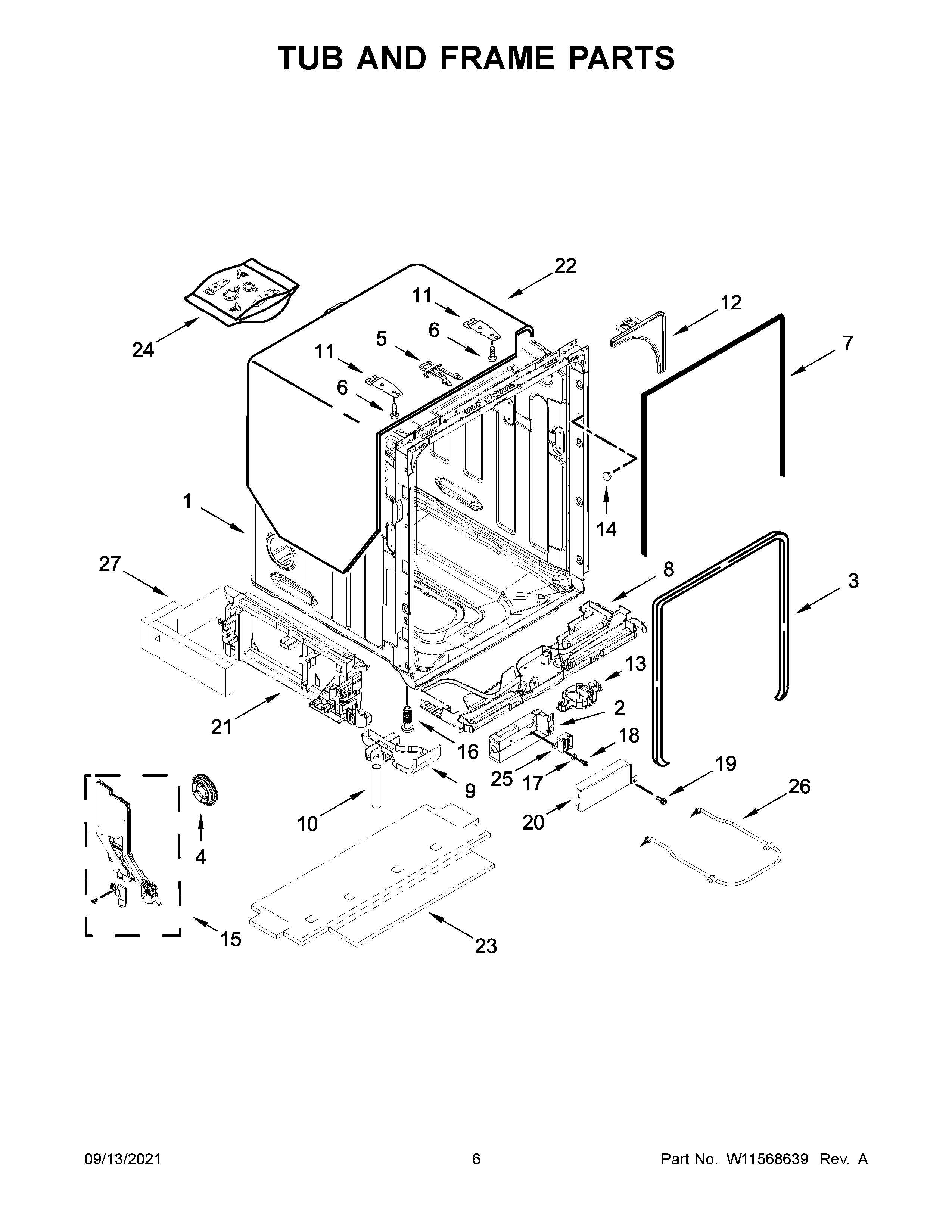 Tub and frame parts