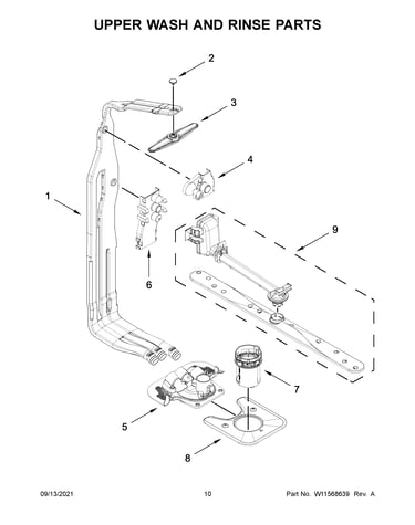 Upper wash and rinse parts