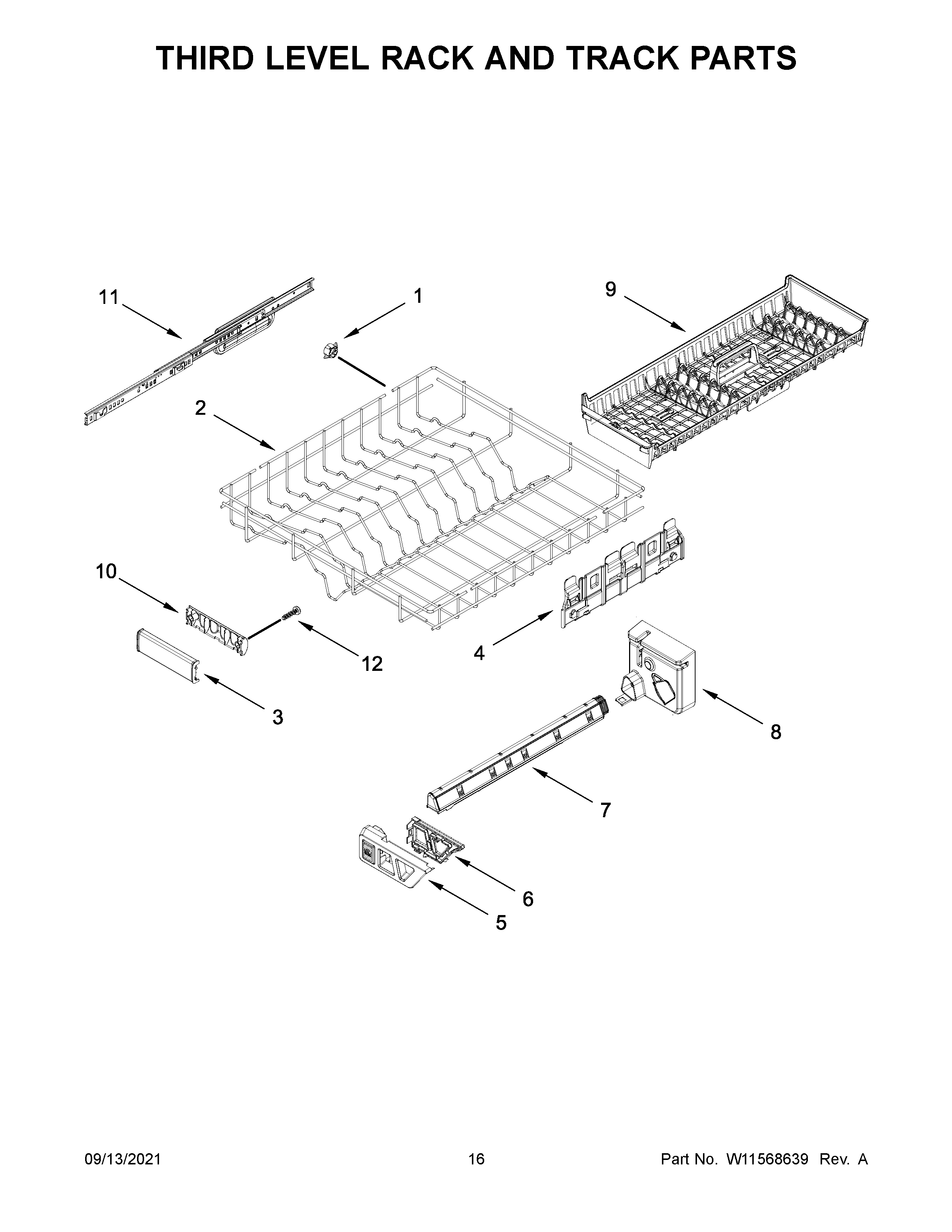 Third level rack and track parts