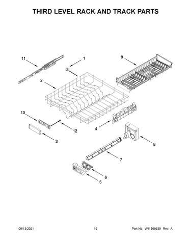 Third level rack and track parts
