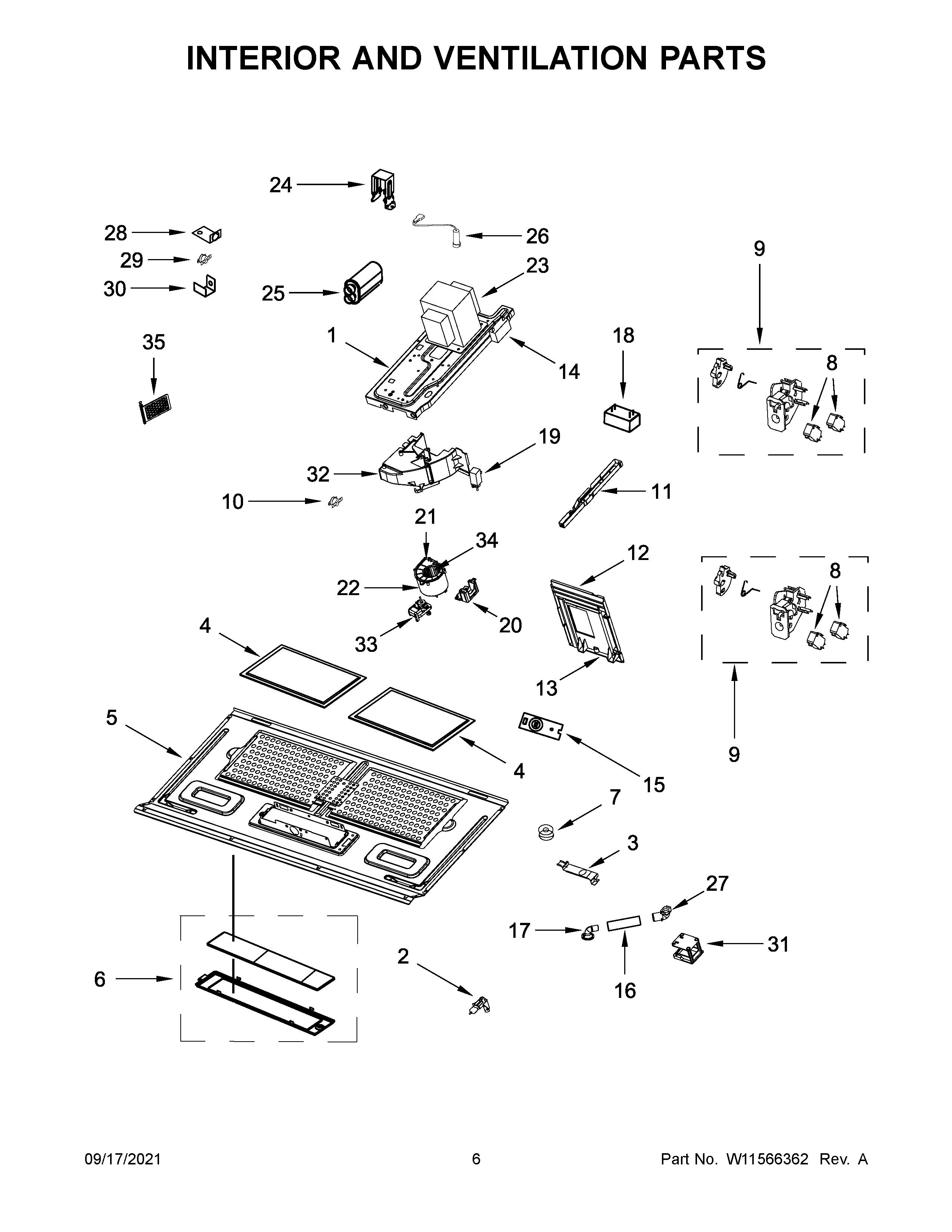 Interior and ventilation parts