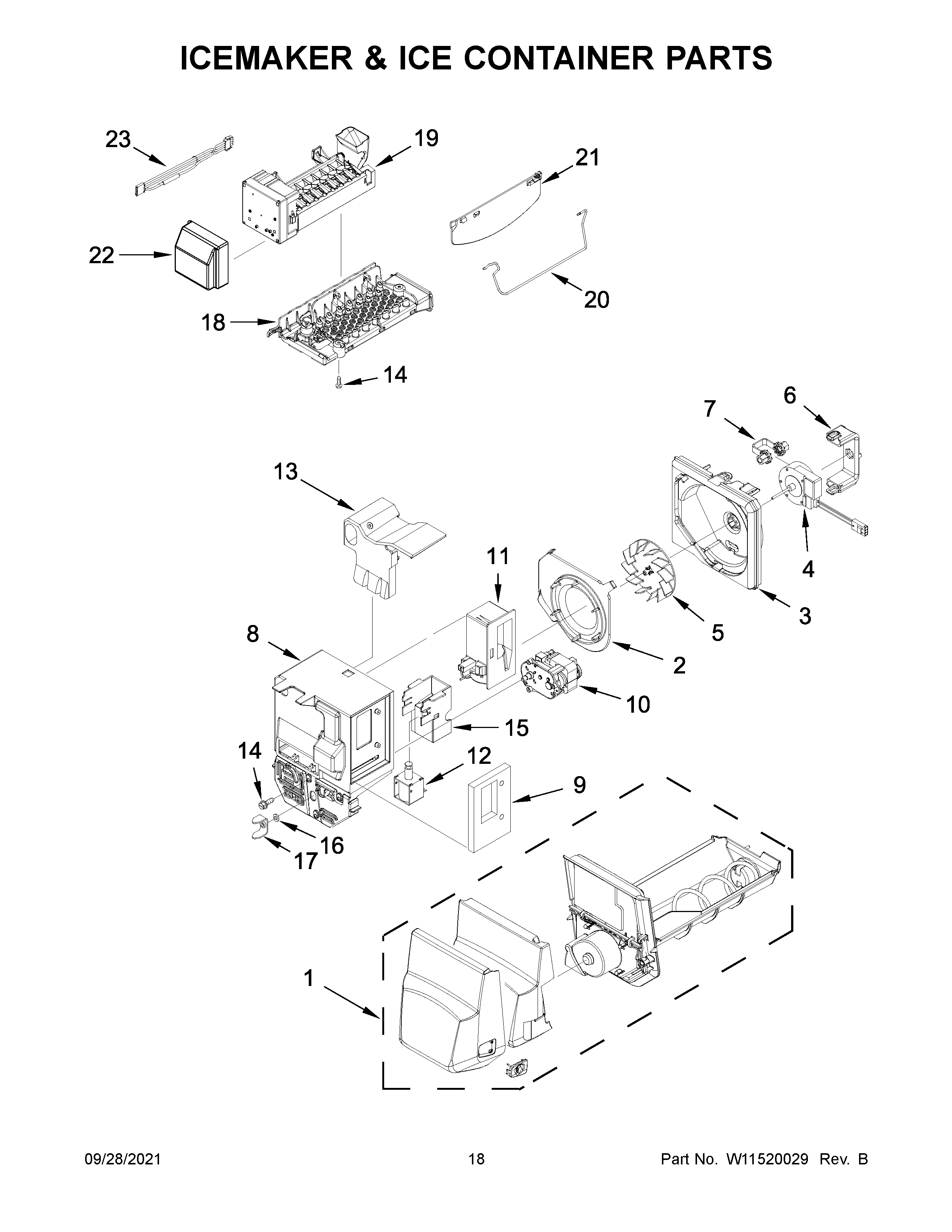 Icemaker & ice container parts