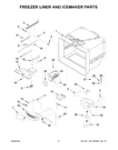 Freezer liner and icemaker parts