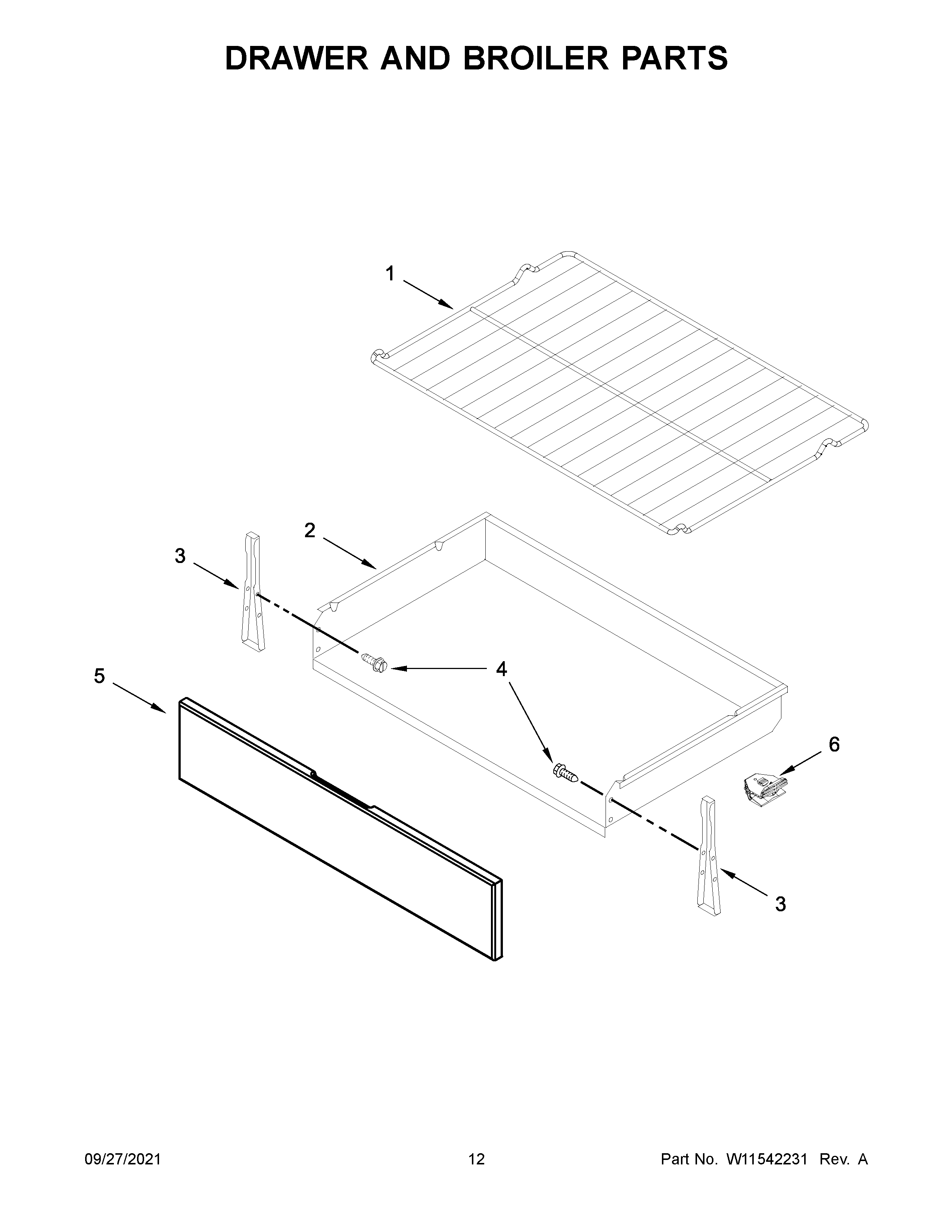 Drawer and broiler parts
