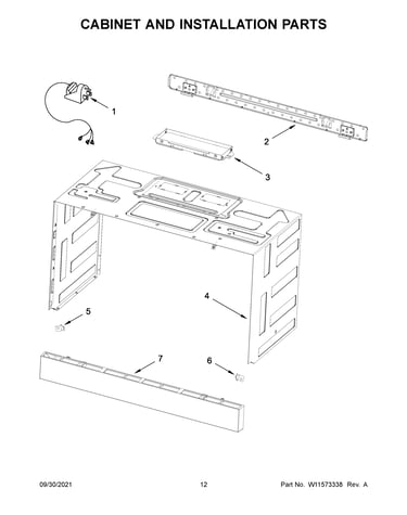 Cabinet and installation parts