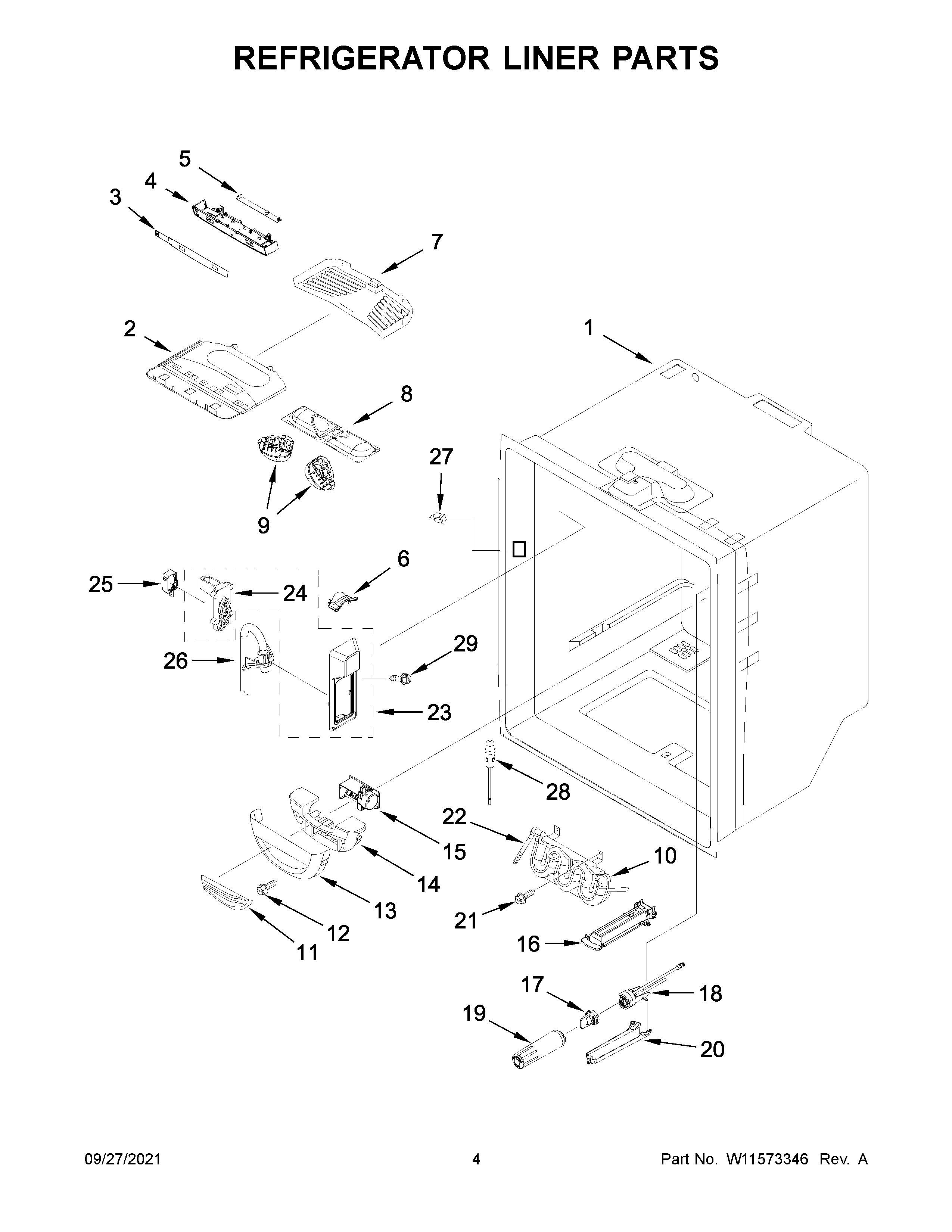 Refrigerator liner parts