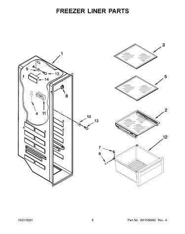 Freezer liner parts