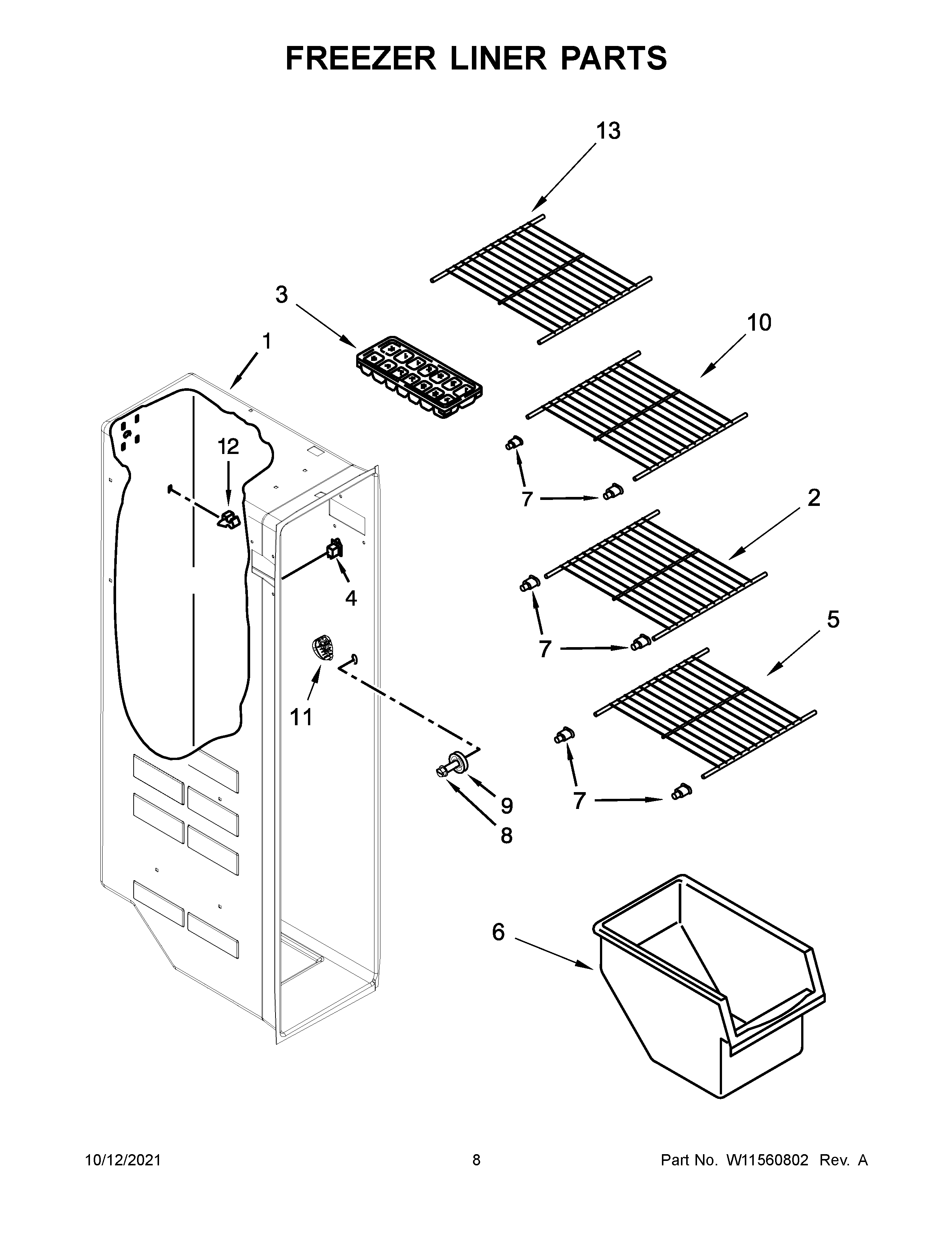 Freezer liner parts