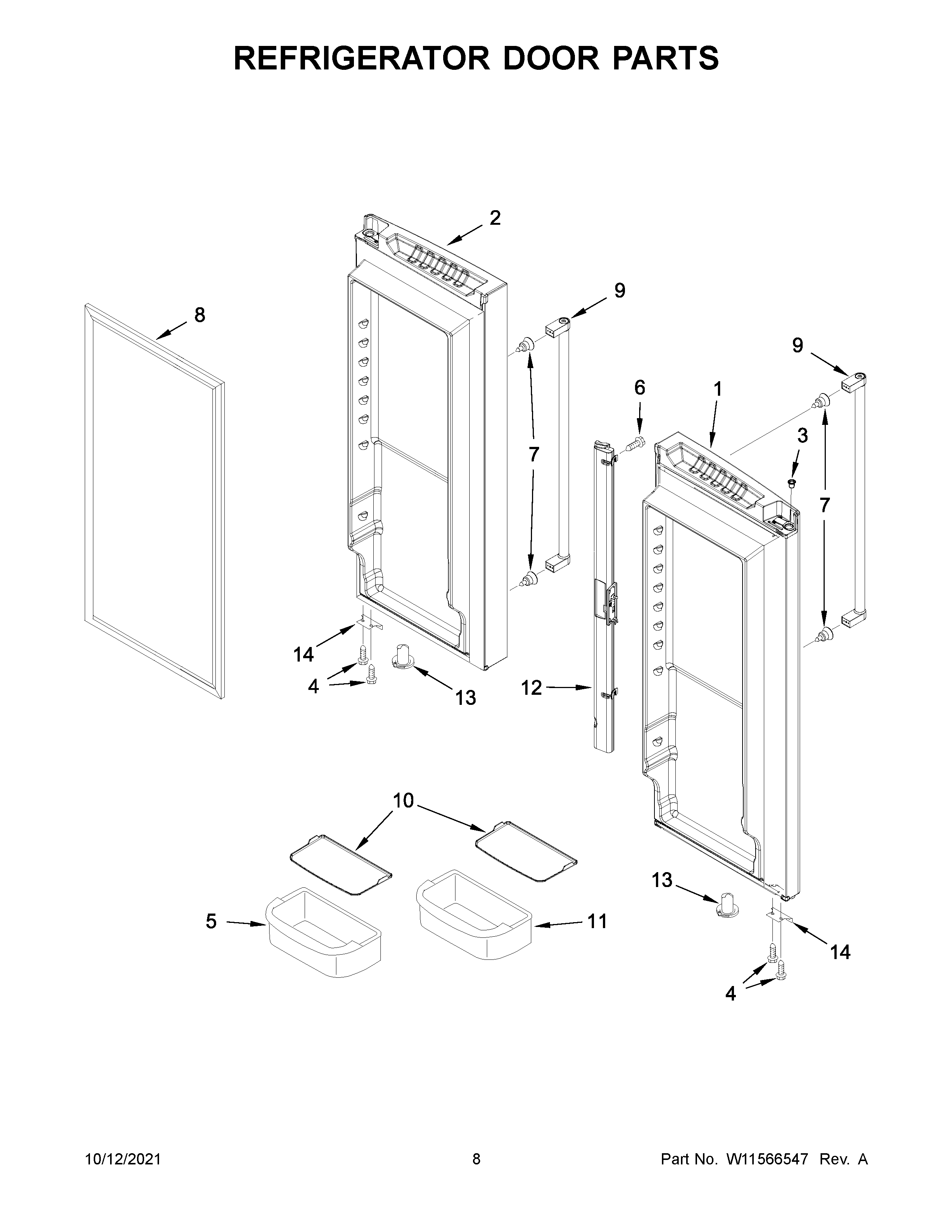 Refrigerator door parts