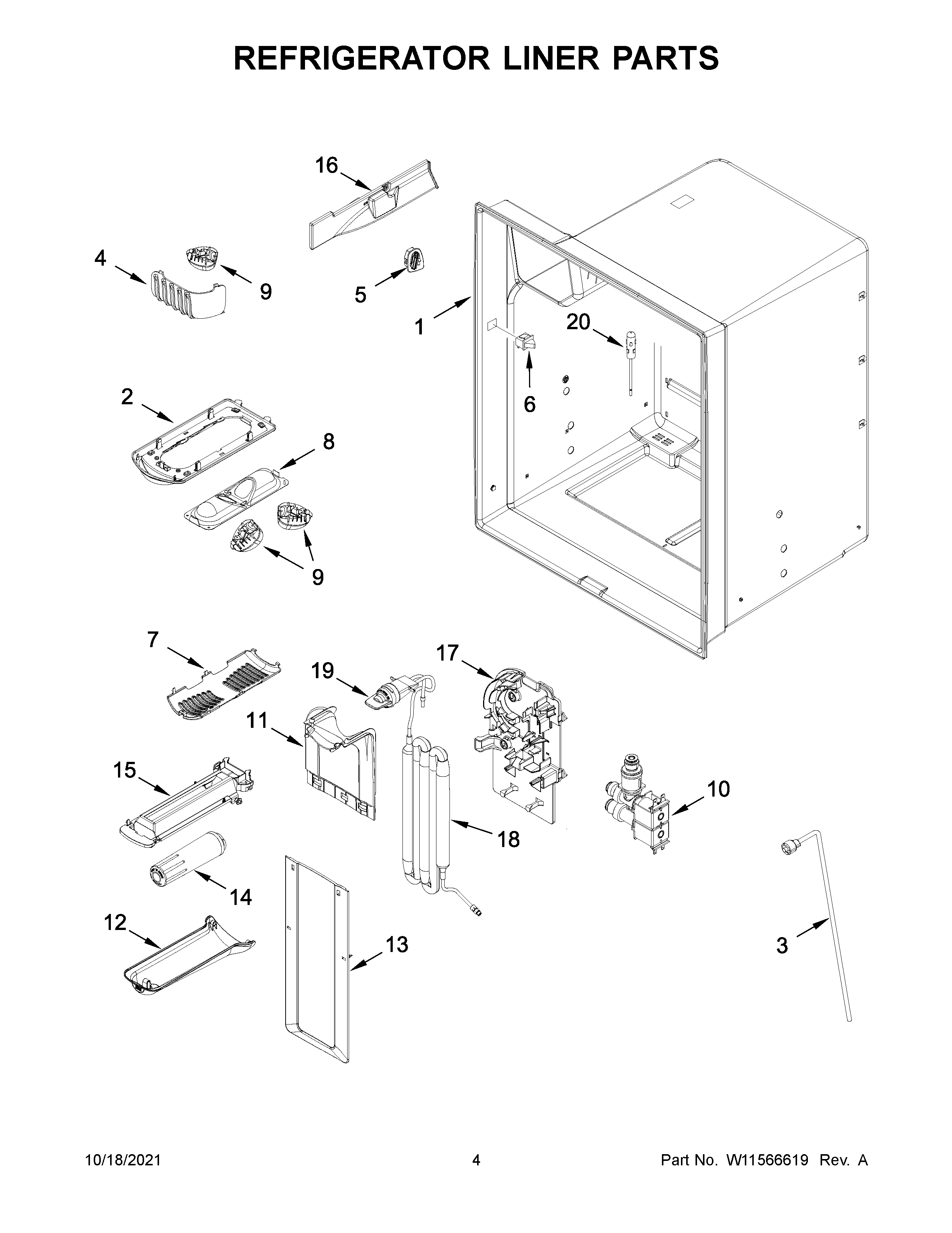 Refrigerator liner parts