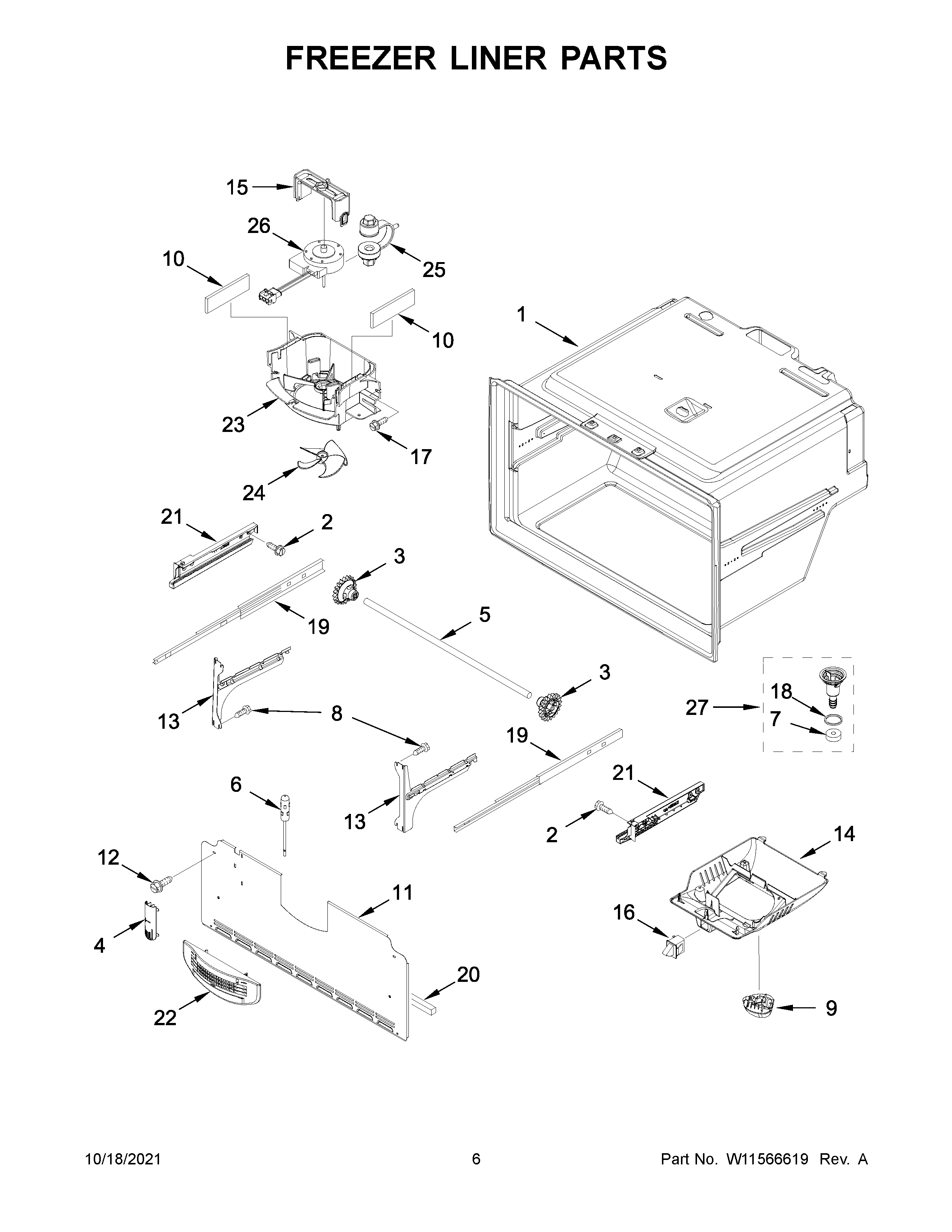 Freezer liner parts