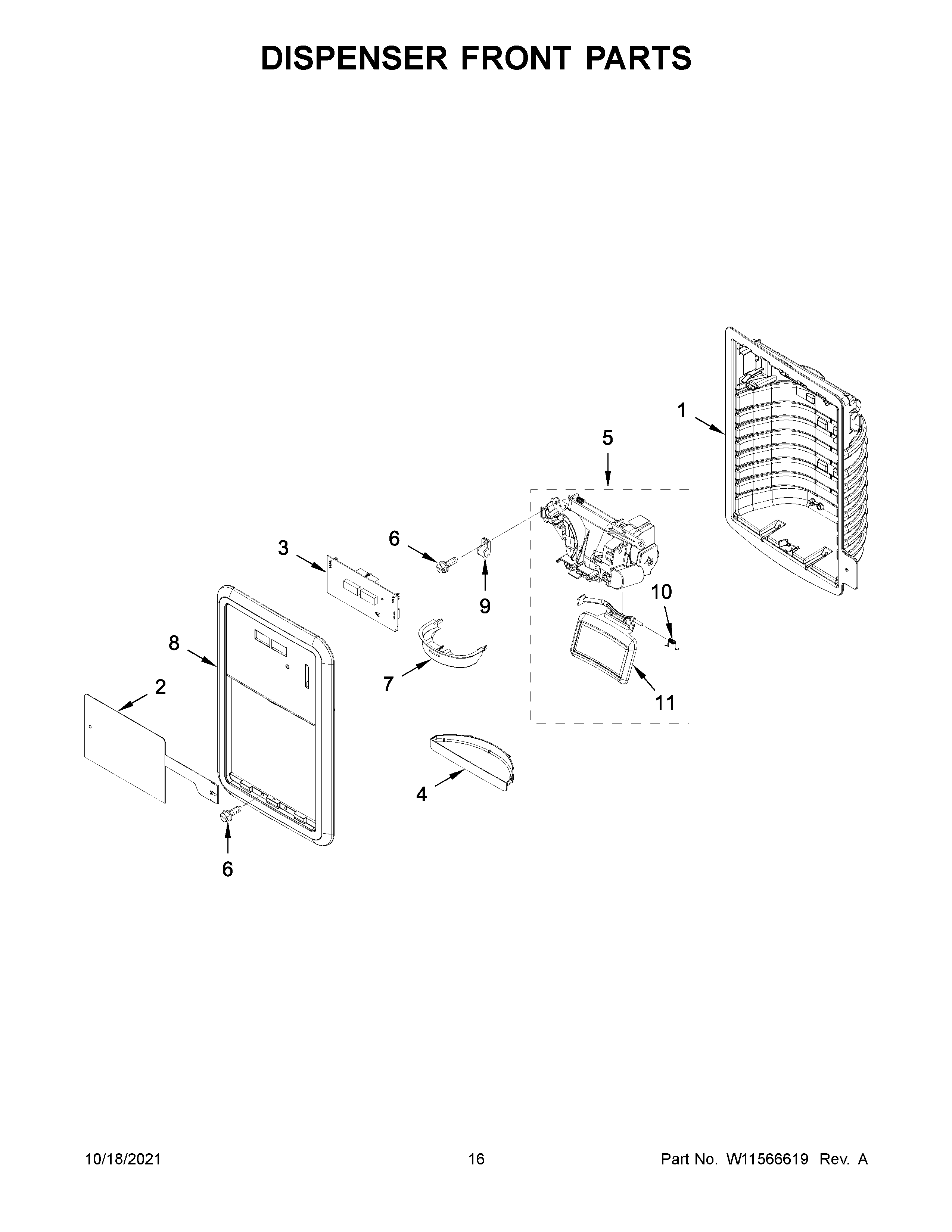 Dispenser front parts