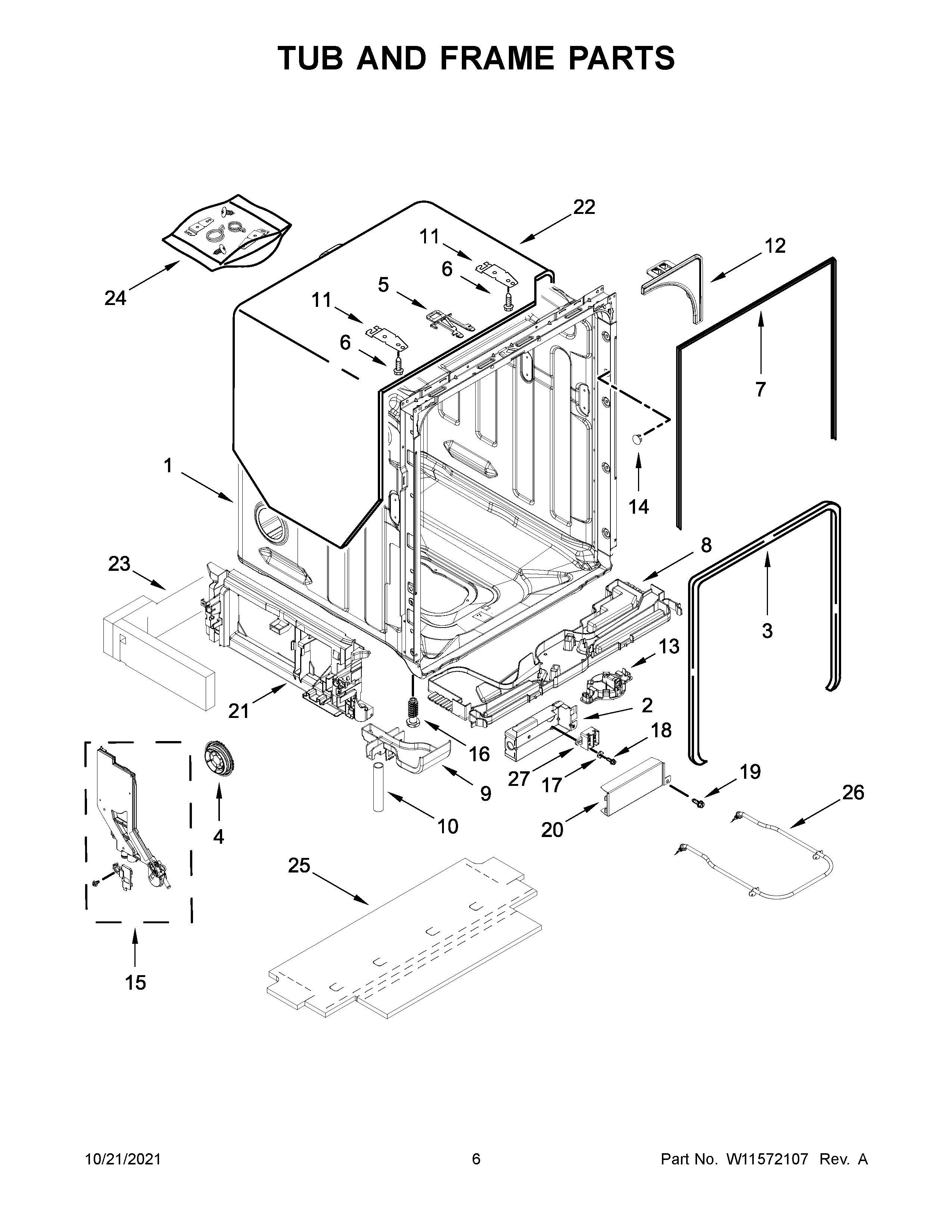 Tub and frame parts