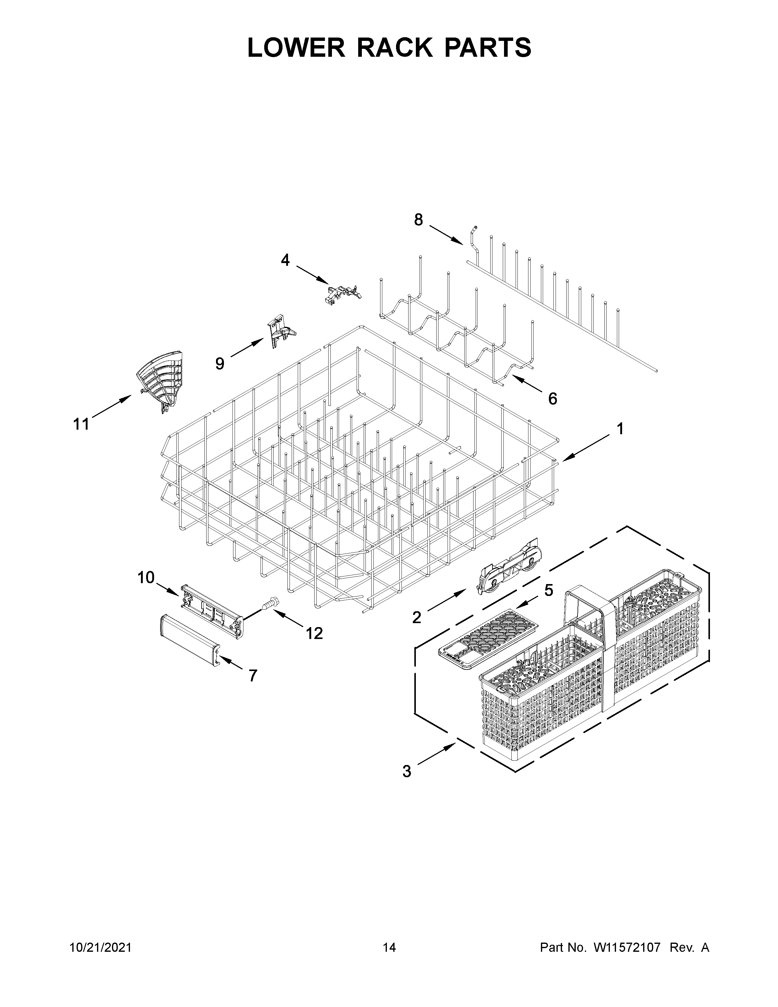 Lower rack parts