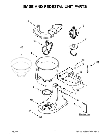 Base and pedestal unit parts