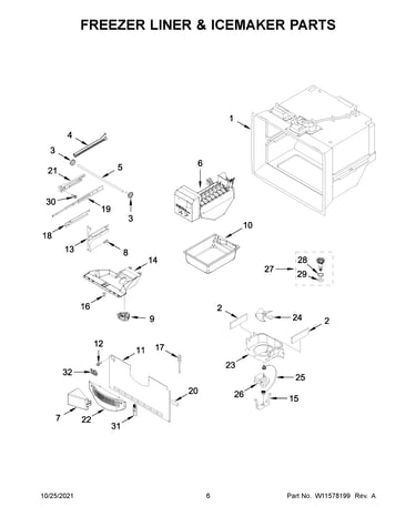 Freezer liner & icemaker parts