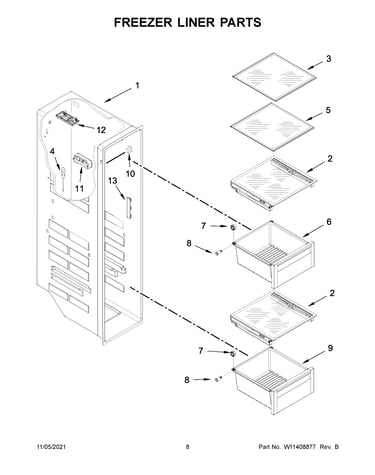 Freezer liner parts