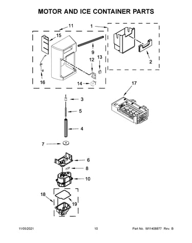 Motor and ice container parts