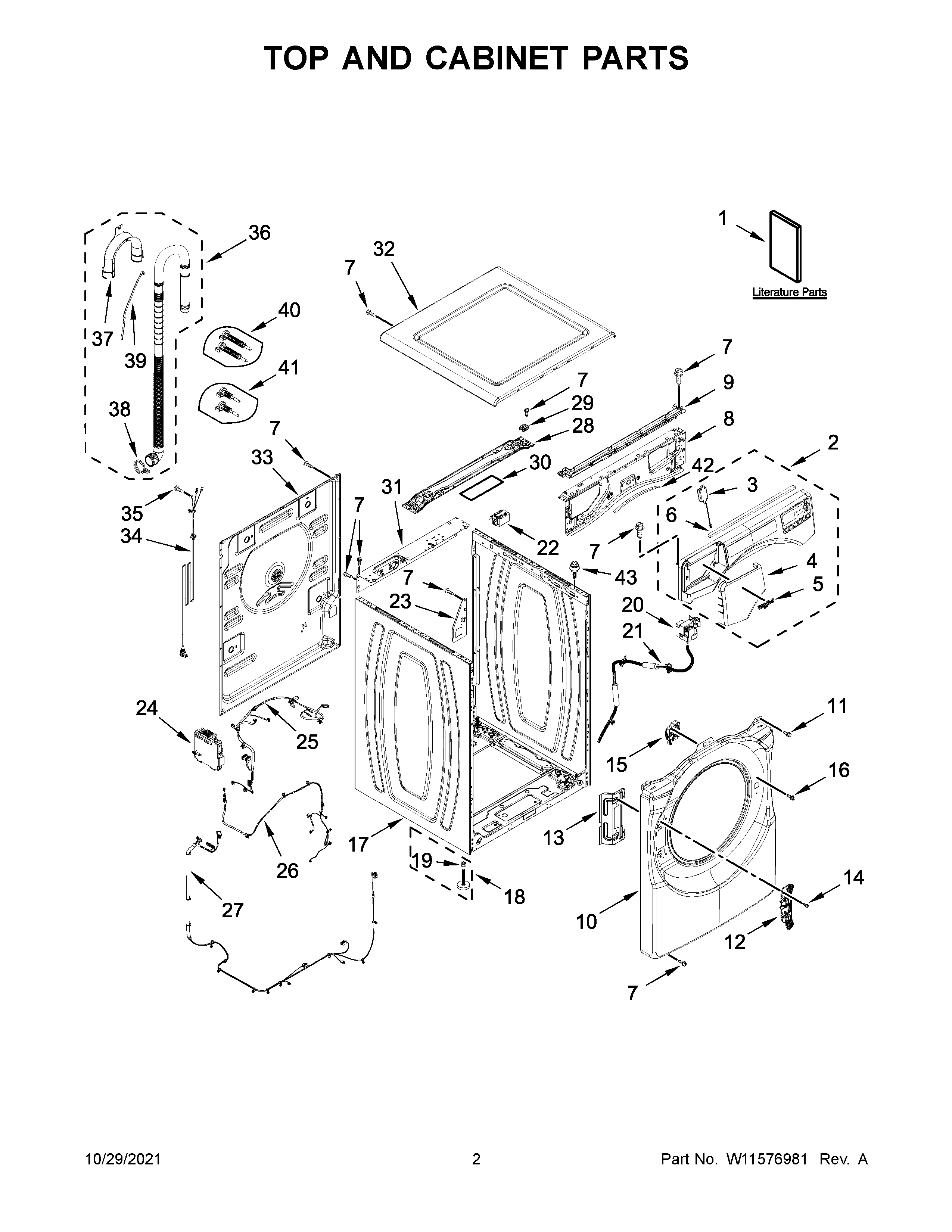 TOP AND CABINET PARTS