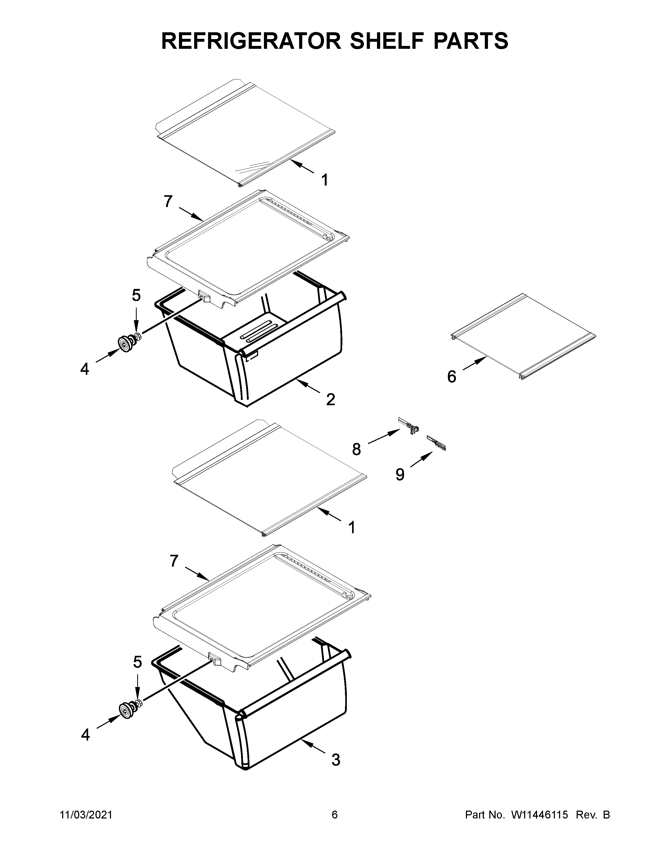Refrigerator shelf parts