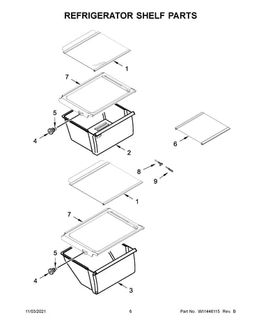 Refrigerator shelf parts