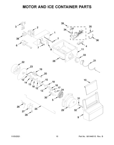 Motor and ice container parts