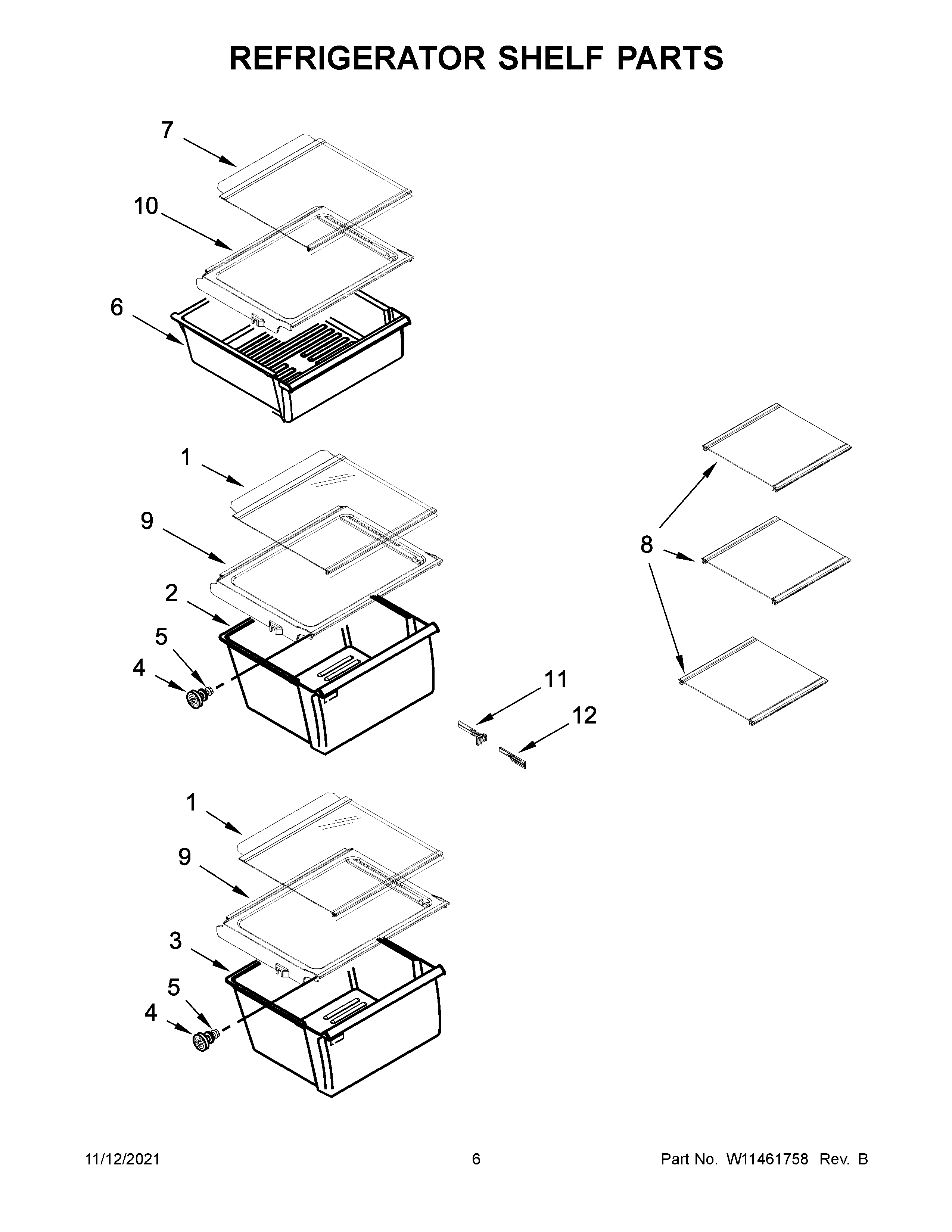 Refrigerator shelf parts
