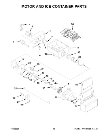 Motor and ice container parts