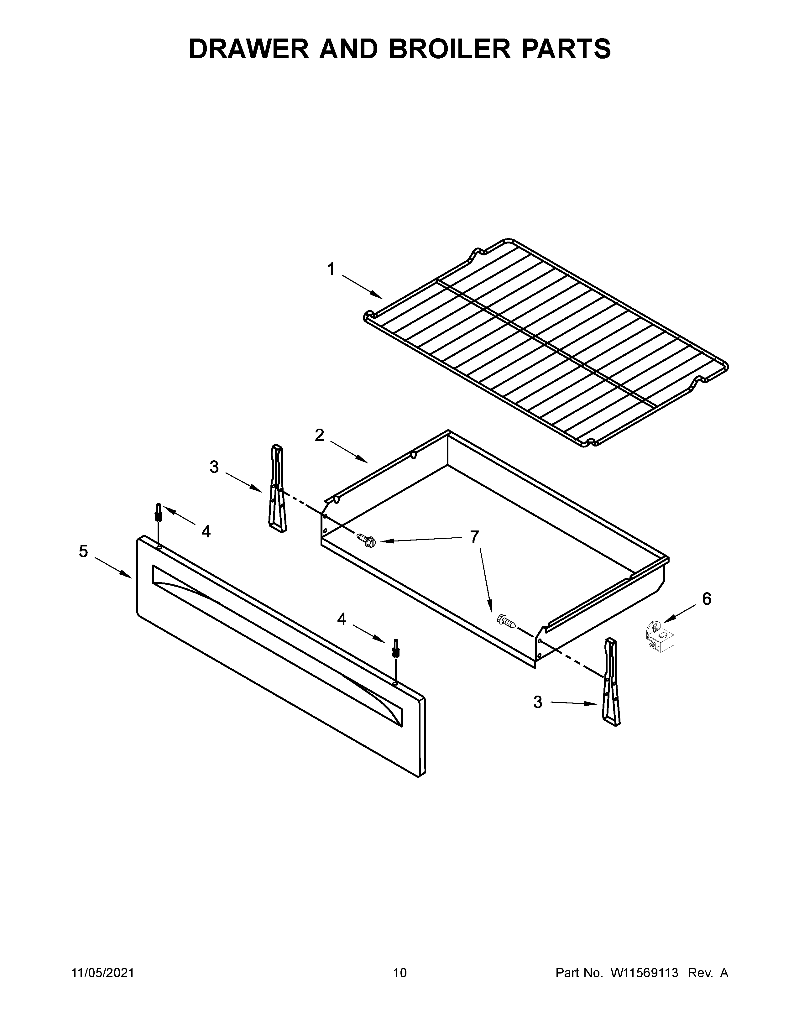 DRAWER AND BROILER PARTS