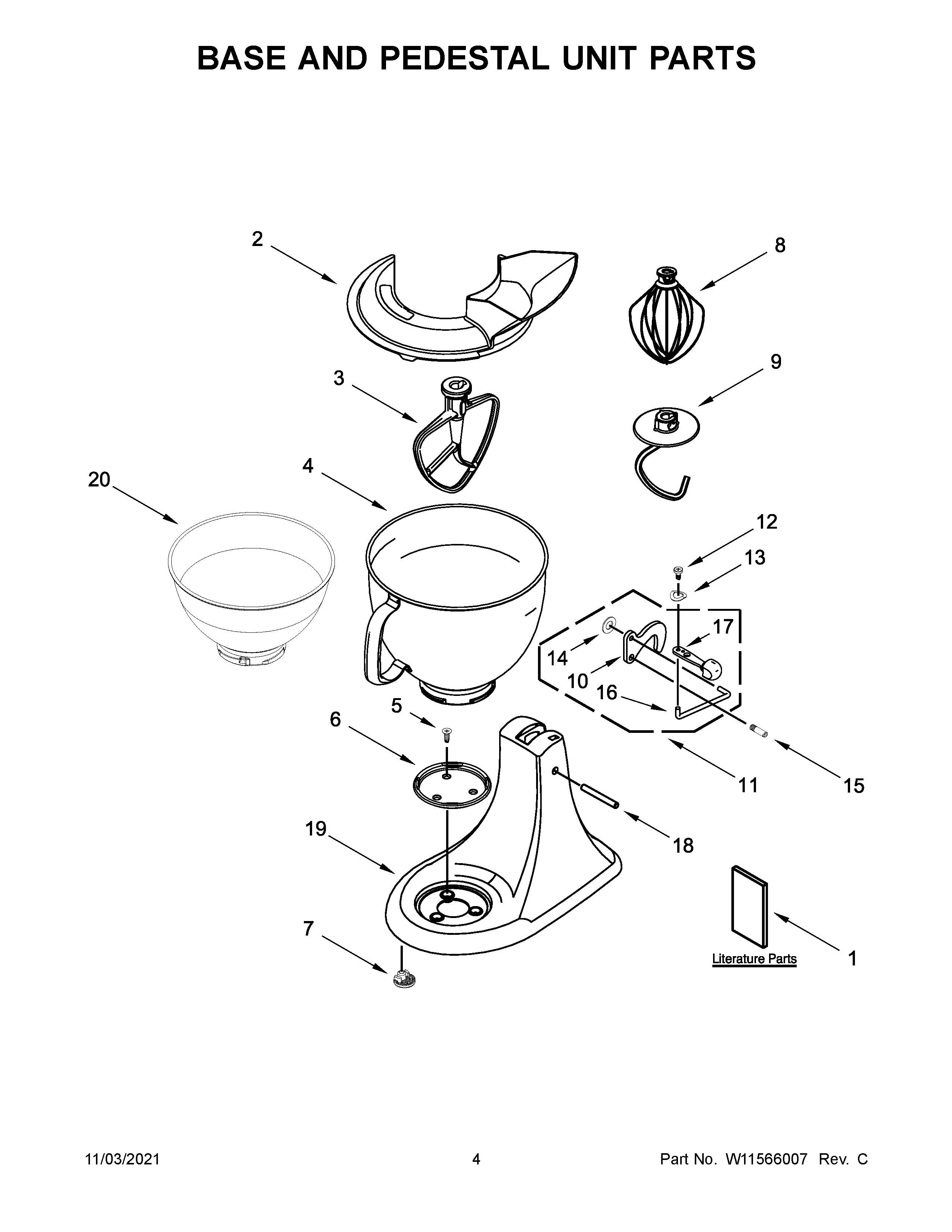 Base and pedestal unit parts