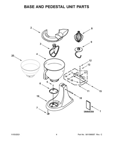 Base and pedestal unit parts