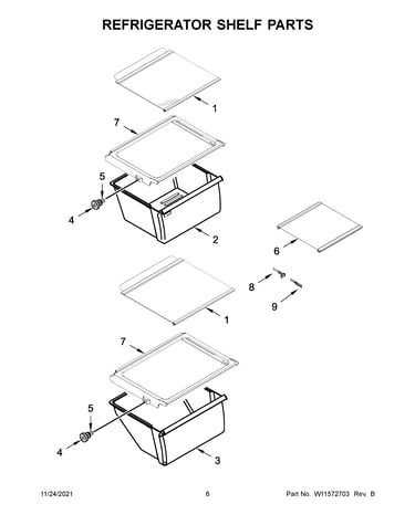 Refrigerator shelf parts
