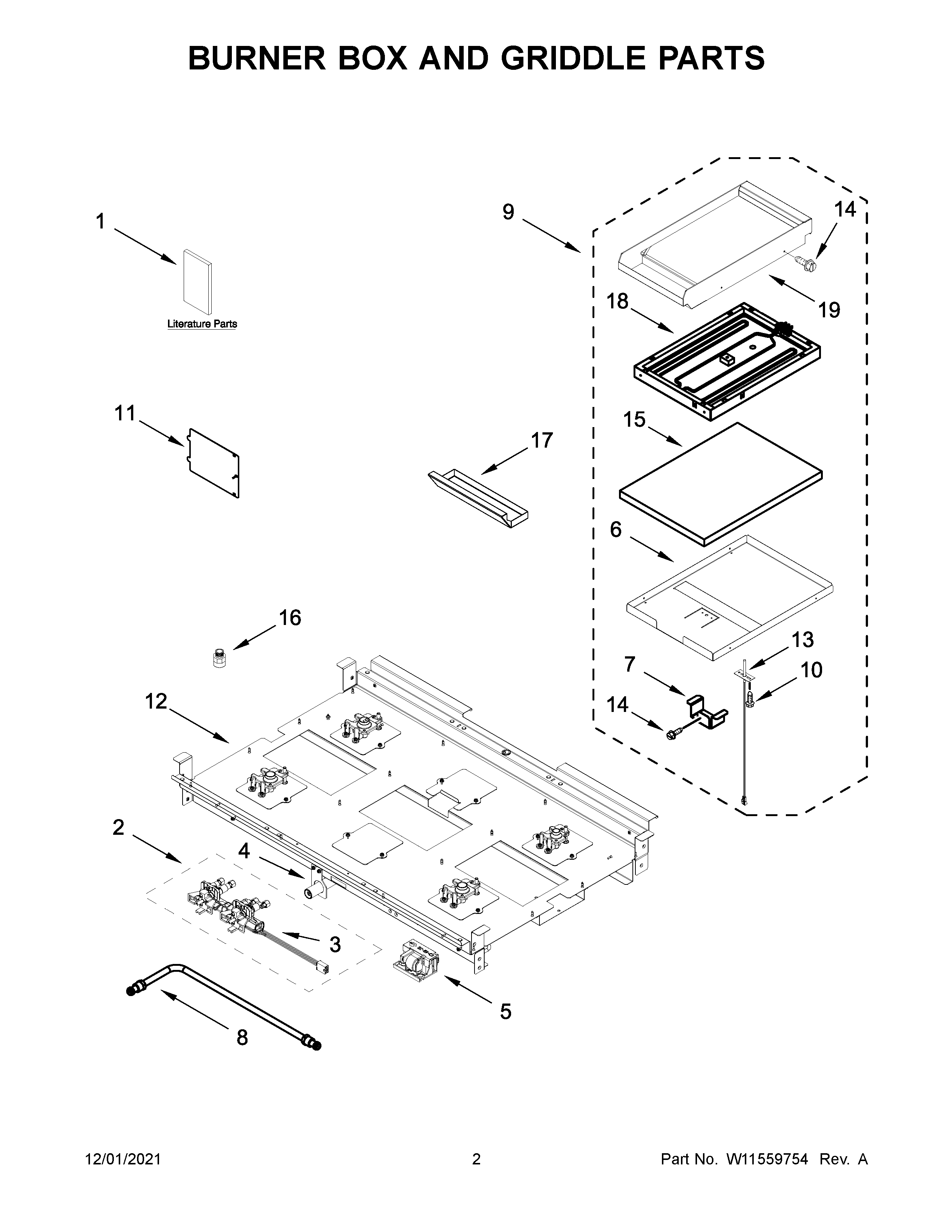 Burner box and griddle parts