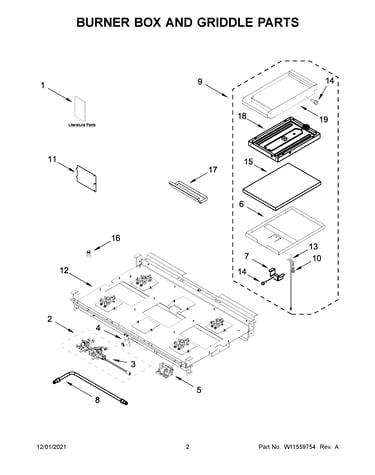 Burner box and griddle parts