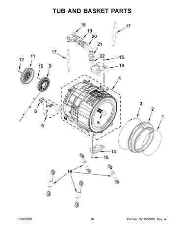 Tub and basket parts