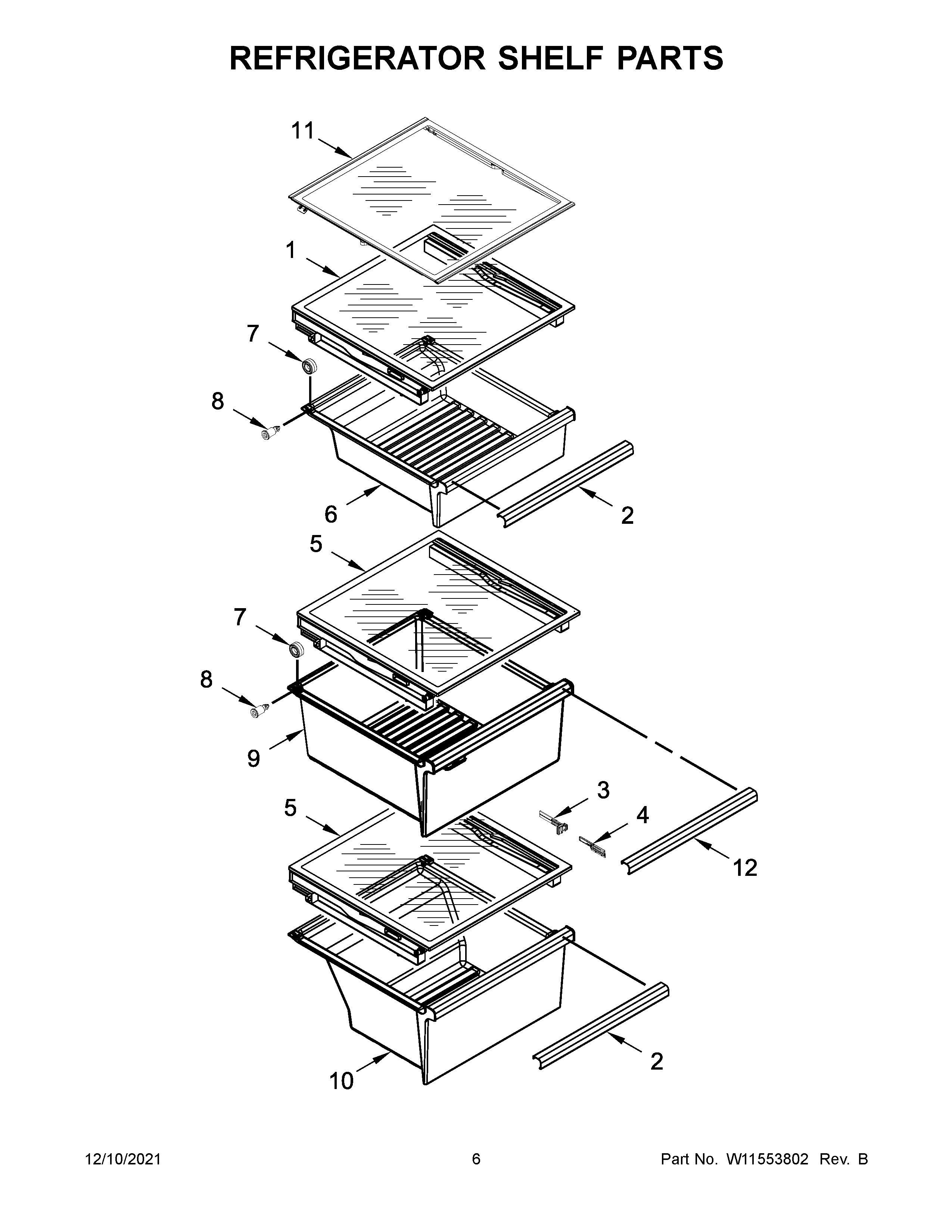 Refrigerator shelf parts