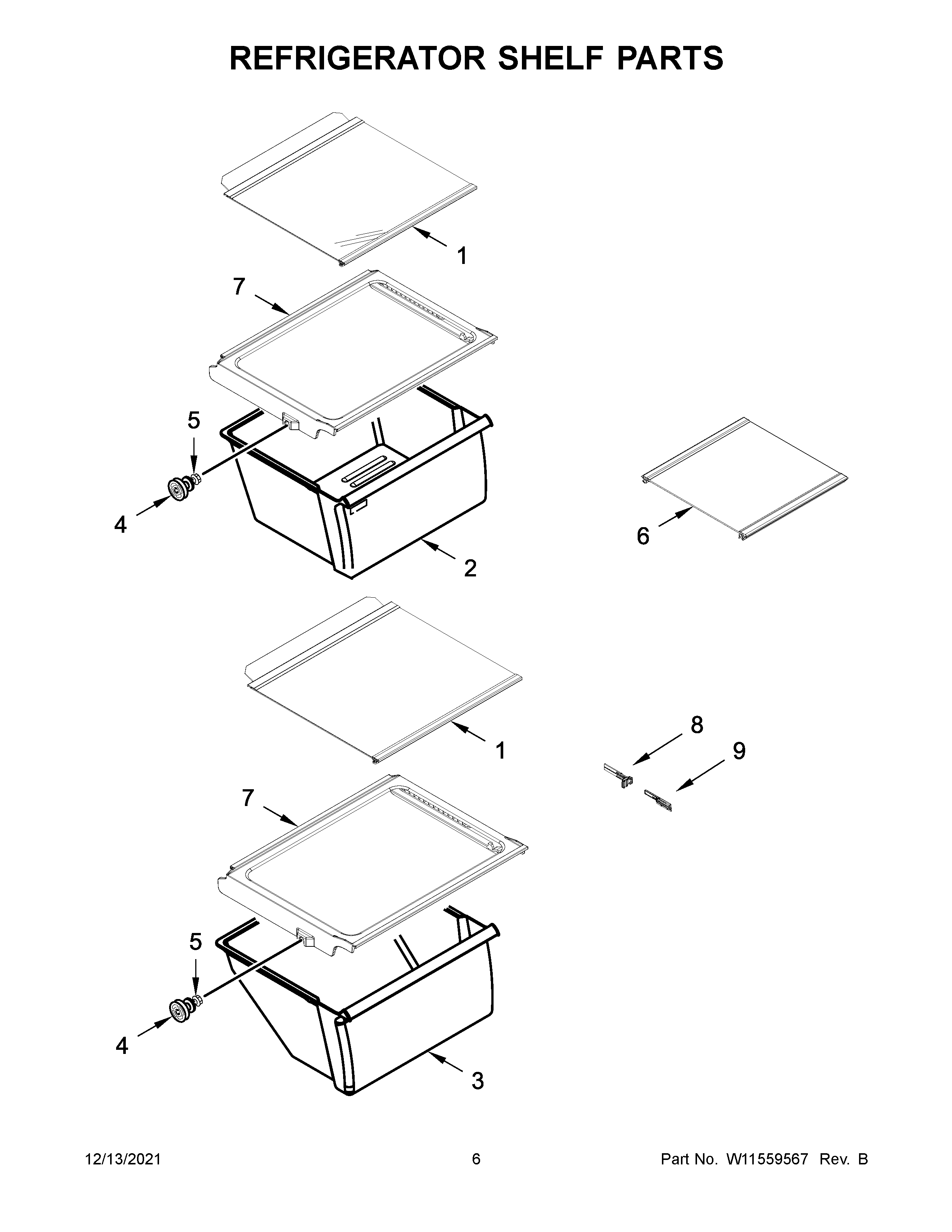 Refrigerator shelf parts