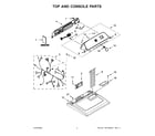 Whirlpool WED5010LW1 top and console parts diagram