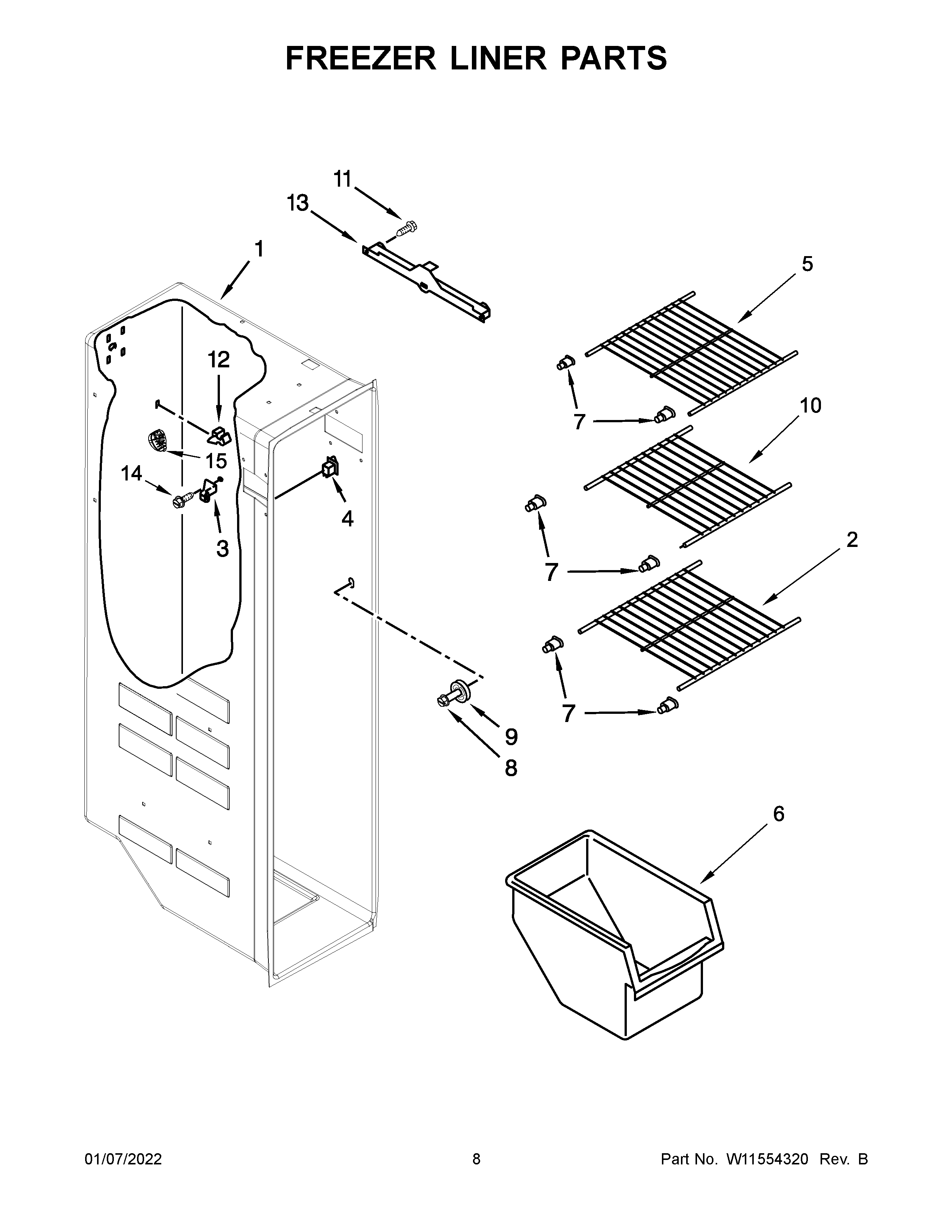 Freezer liner parts