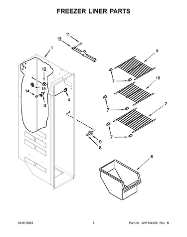 Freezer liner parts