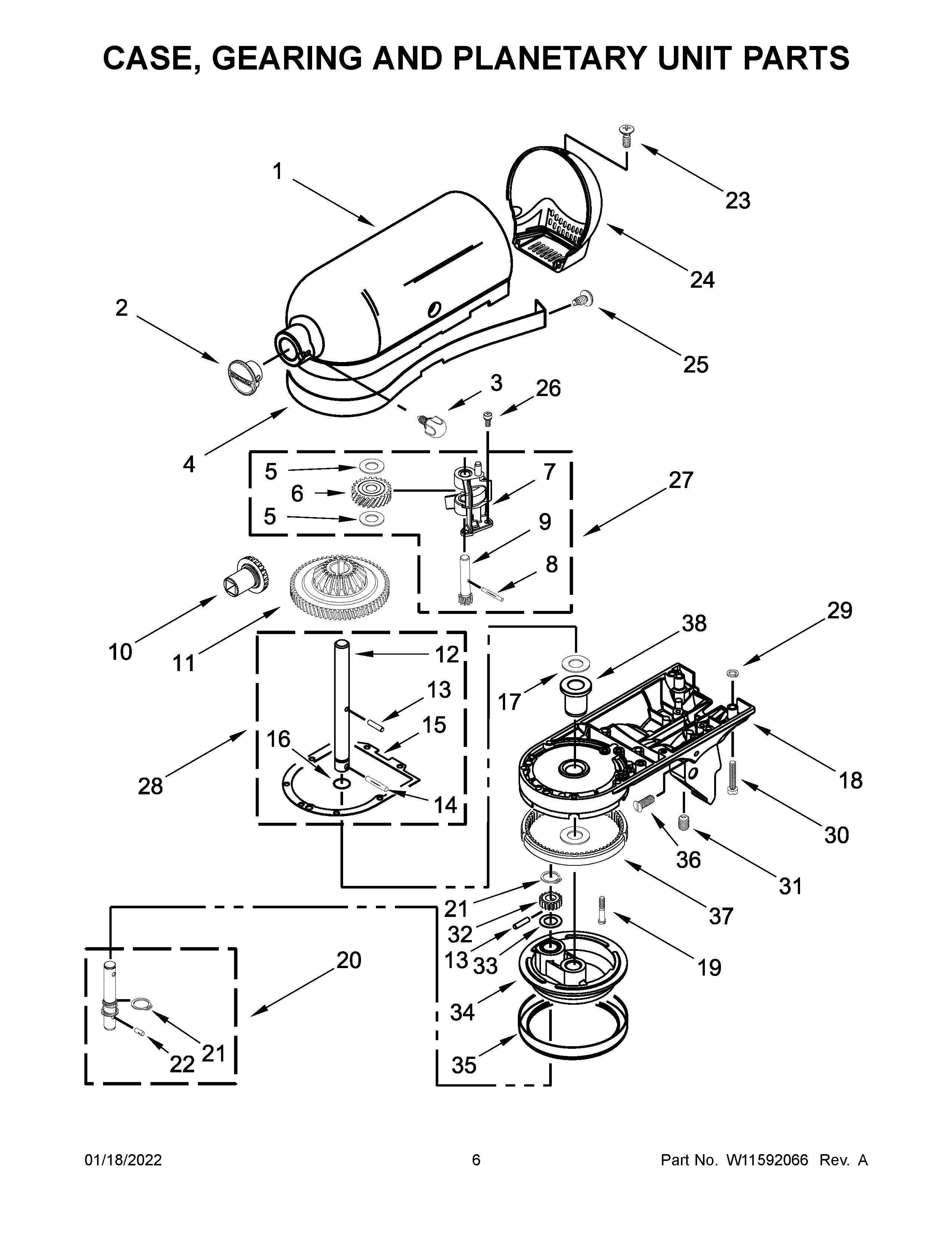 CASE, GEARING AND PLANETARY UNIT PARTS