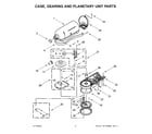 KitchenAid 5KSM130WER0 case, gearing and planetary unit parts diagram