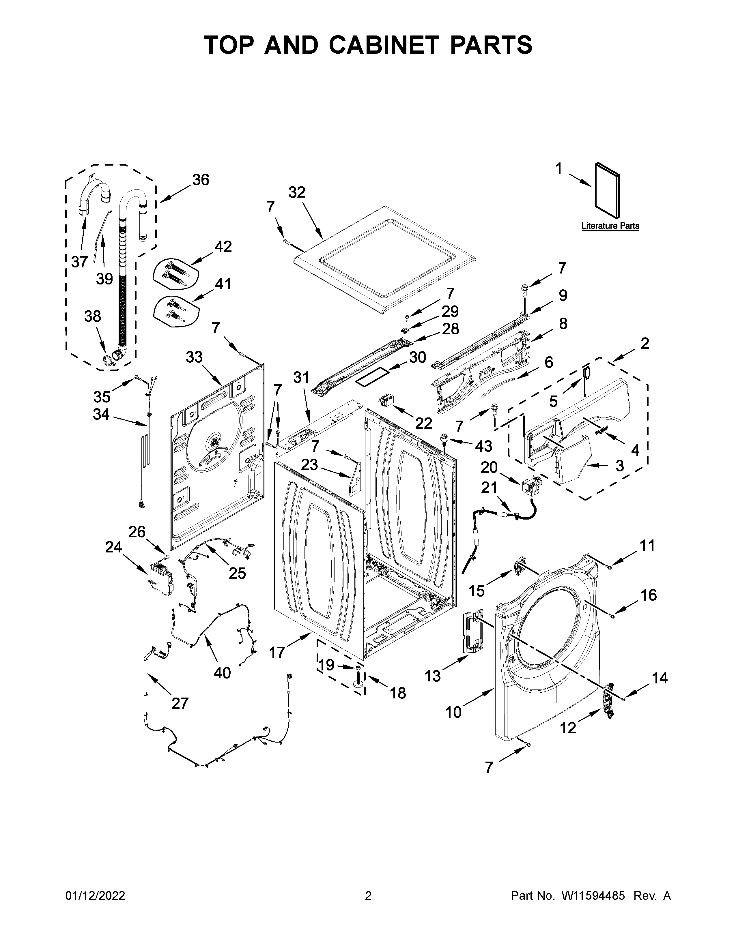 TOP AND CABINET PARTS