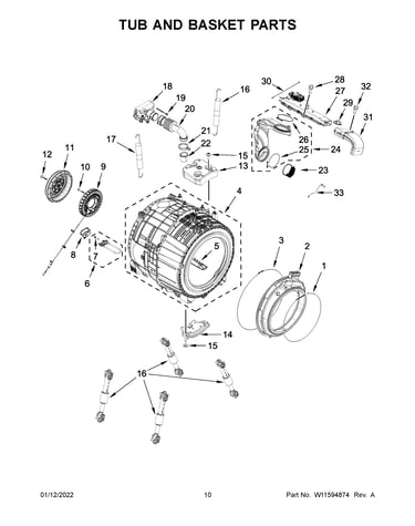 Tub and basket parts