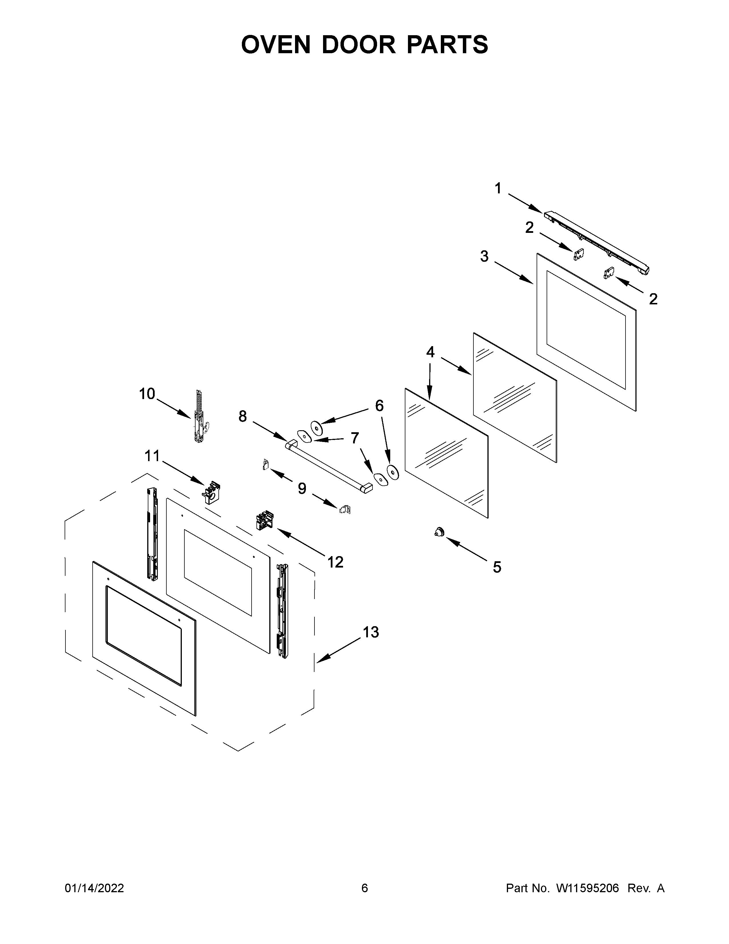 Oven door parts
