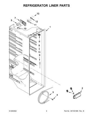 Refrigerator liner parts