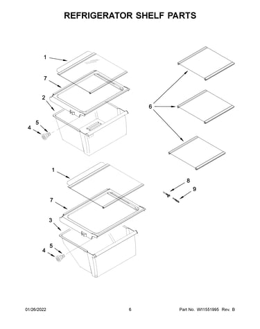 Refrigerator shelf parts