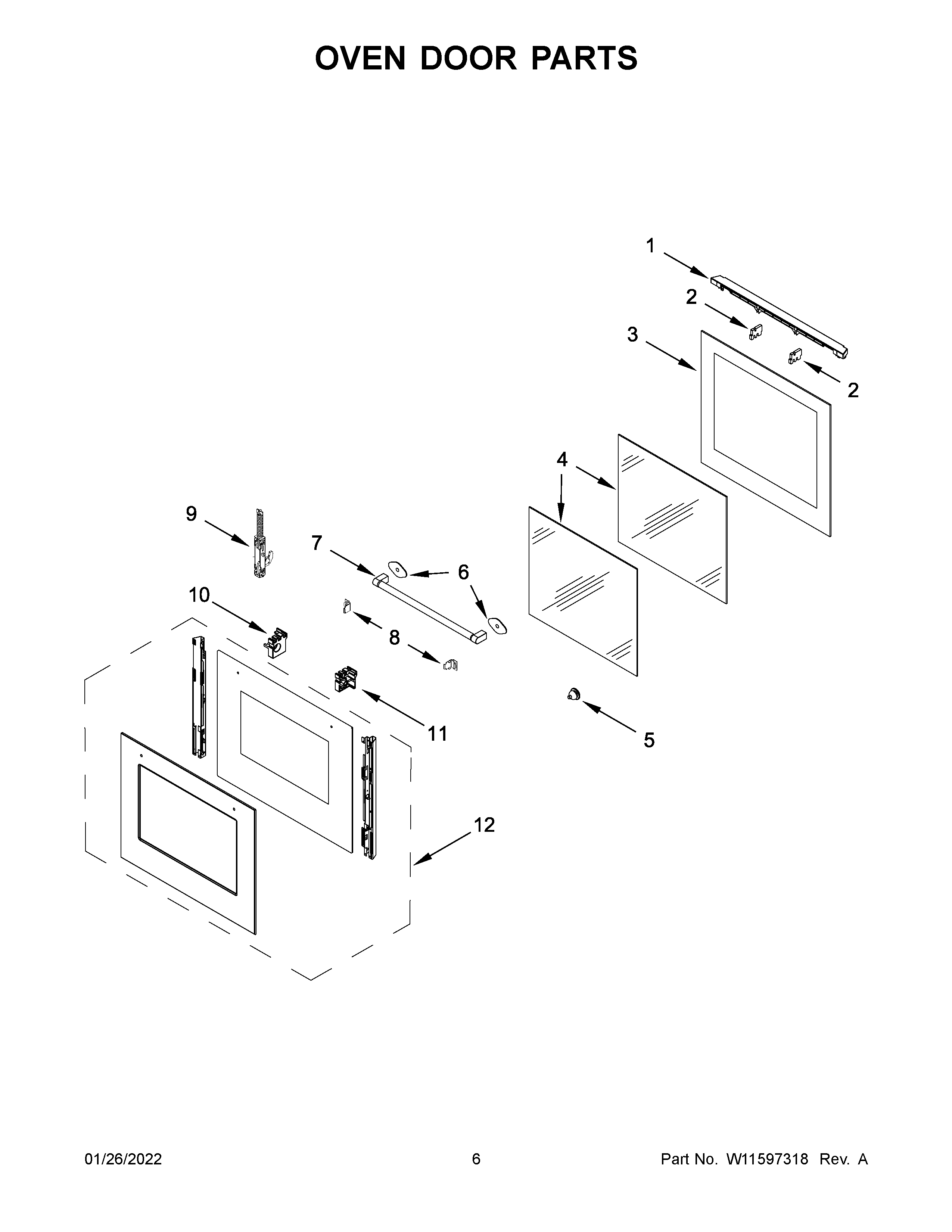 Oven door parts
