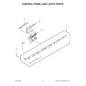 KitchenAid KDTM404EBL3 control panel and latch parts diagram