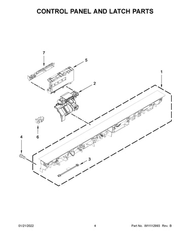 Control panel and latch parts
